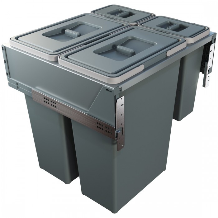 Built-in trash can for kitchen base BLOCK 2.0 4 bins total capacity 90qt (86lt)